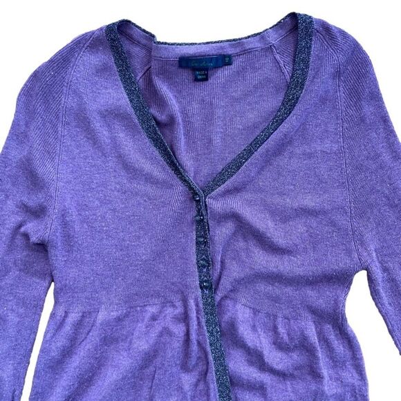 Boden Purple Cotton Cardigan Sweater with Glass Buttons sz. 10 #AE - Picture 4 of 7